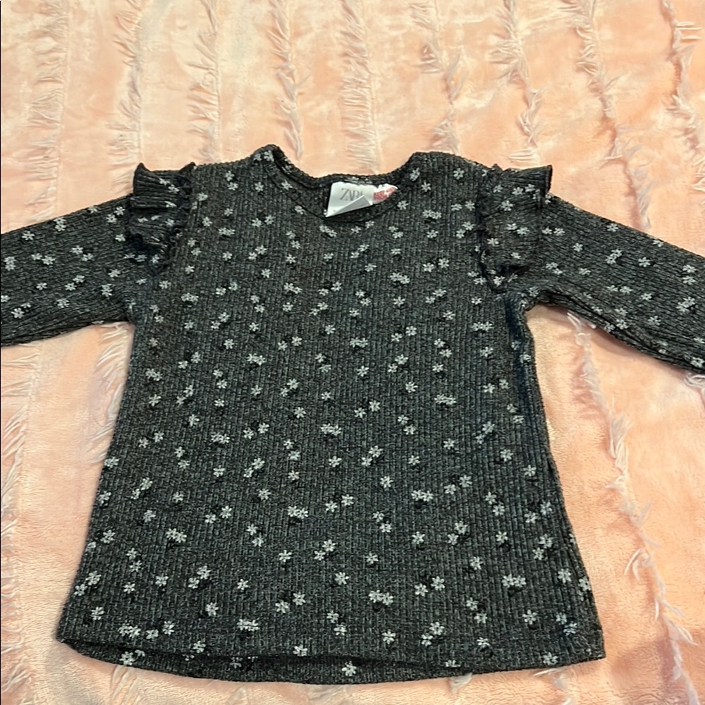 Zara Kids Gray Floral Top